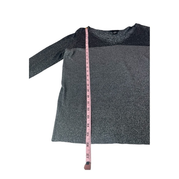 Lane Bryant Sparkle  Silver Metallic Long‎ Sleeve V Neckline Button Cuff Sweater - Picture 6 of 13